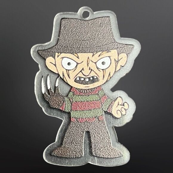 Halloween Freddy Kruger Plastic Color Key Chain Charm 1.5” B6 - Picture 2 of 3